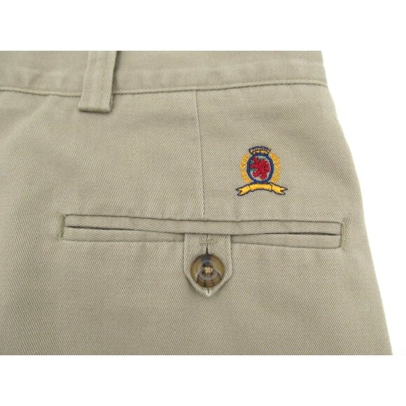 Vintage Tommy Hilfiger Pleated Khaki Pants (37x29) Crest Logo Twill Trousers - Picture 4 of 14